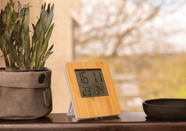 Logo trade business gift photo of: Bamboo weather station