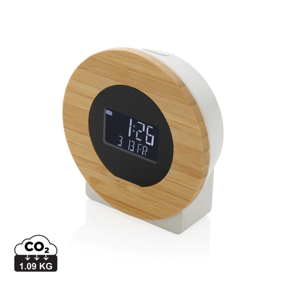 Logotrade promotional merchandise picture of: Utah RCS rplastic and bamboo LCD desk clock