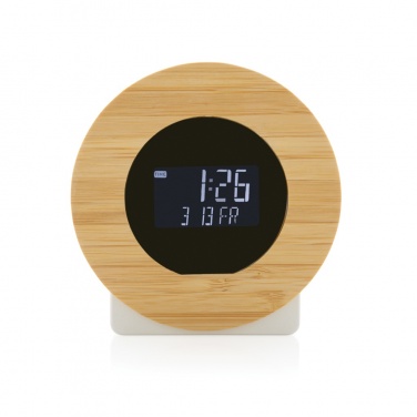 Logo trade promotional gifts image of: Utah RCS rplastic and bamboo LCD desk clock