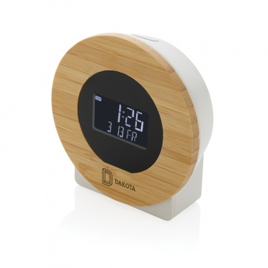 Logo trade promotional giveaway photo of: Utah RCS rplastic and bamboo LCD desk clock