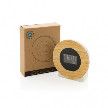 Logo trade advertising product photo of: Utah RCS rplastic and bamboo LCD desk clock