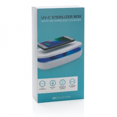 Logo trade corporate gifts image of: UV-C steriliser box with 5W wireless charger