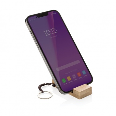 Logotrade corporate gift picture of: Standkey bamboo keychain phone stand