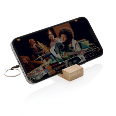 Logotrade advertising products photo of: Standkey bamboo keychain phone stand