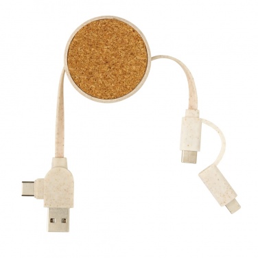 Logotrade promotional product image of: Cork and Wheat 6-in-1 retractable cable