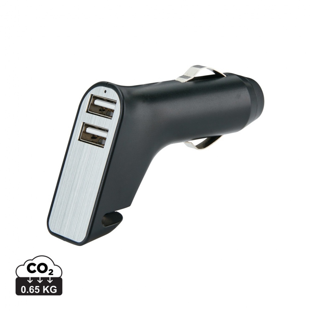 Logotrade promotional products photo of: Dual port car charger with belt cutter and hammer