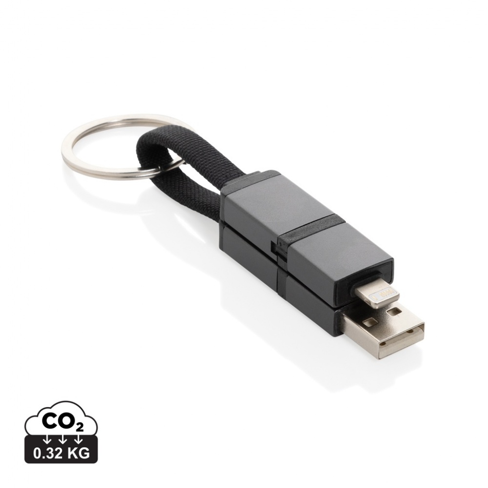 Logotrade advertising products photo of: Terra recycled aluminum 4 in 1 60W fast charging cable