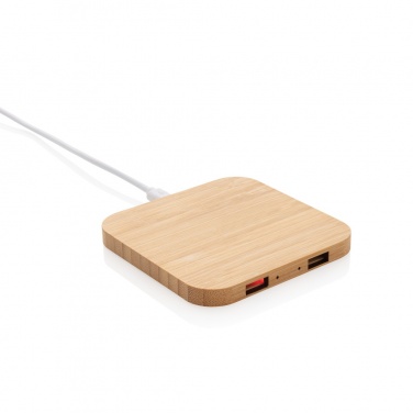 Logotrade promotional items photo of: Bamboo 5W wireless charger with USB