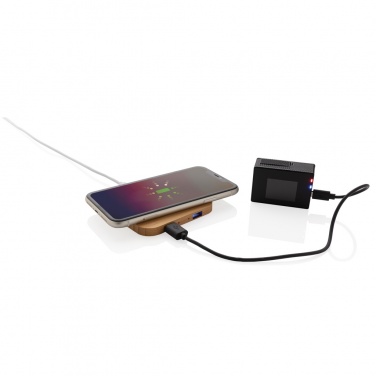 Logotrade advertising products photo of: Bamboo 5W wireless charger with USB