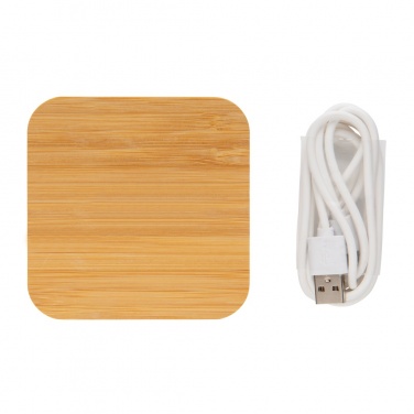 Logotrade promotional gift picture of: Bamboo 5W wireless charger with USB