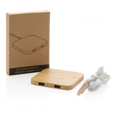 Logotrade promotional giveaway picture of: Bamboo 5W wireless charger with USB