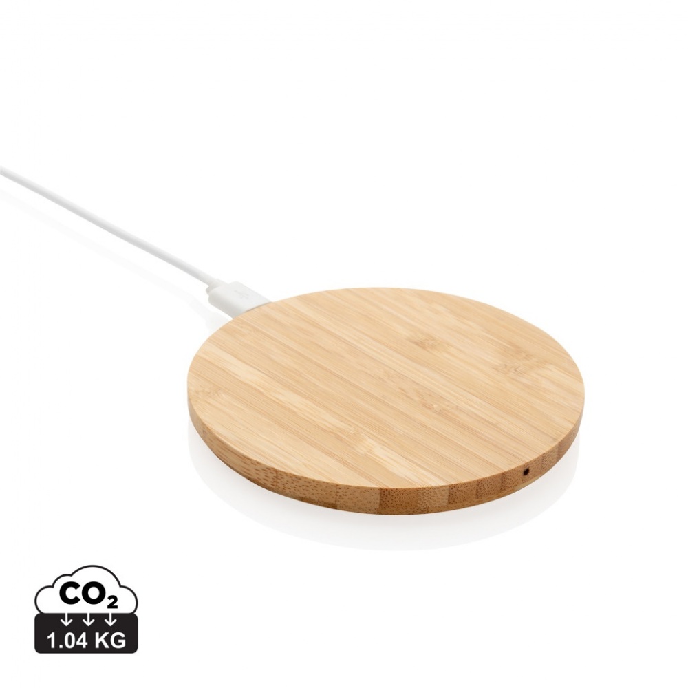 Logotrade promotional giveaway picture of: Bamboo 5W round wireless charger