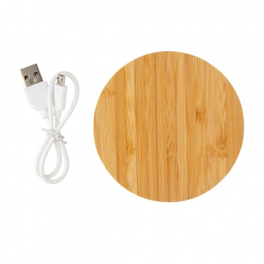 Logotrade promotional merchandise picture of: Bamboo 5W round wireless charger