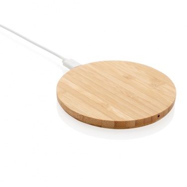 Logo trade promotional products picture of: Bamboo 5W round wireless charger