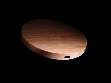 Logo trade corporate gifts image of: Bamboo 5W round wireless charger