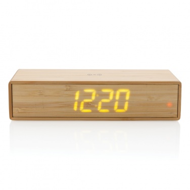 Logotrade advertising products photo of: Bamboo alarm clock with 5W wireless charger