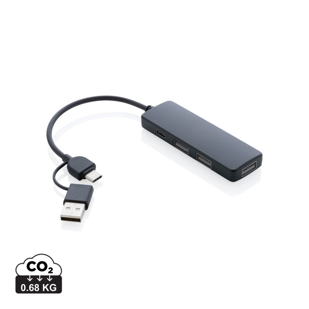 Logo trade promotional items picture of: RCS recycled plastic USB hub with dual input