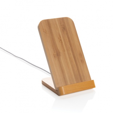 Logo trade corporate gifts image of: Bamboo 5W wireless charging stand