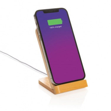 Logotrade promotional product picture of: Bamboo 5W wireless charging stand