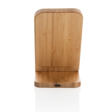 Logo trade promotional gifts picture of: Bamboo 5W wireless charging stand