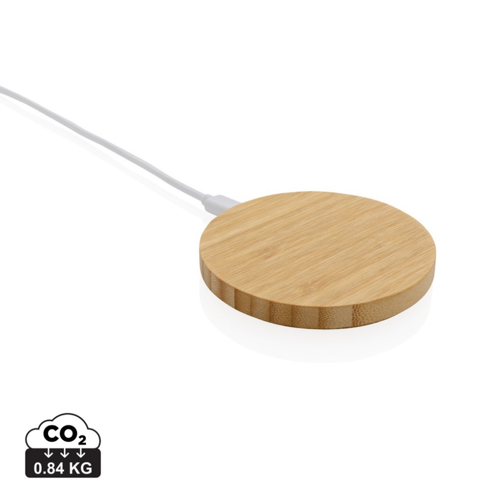 Logo trade promotional products picture of: Bamboo 15W wireless charger