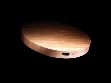 Logo trade promotional products picture of: Bamboo 15W wireless charger