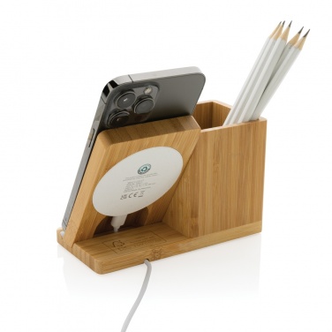 Logo trade promotional merchandise photo of: Calgary bamboo 10W wireless charger