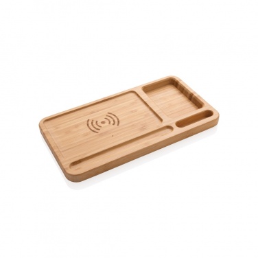 Logotrade advertising products photo of: Bamboo desk organiser 5W wireless charger