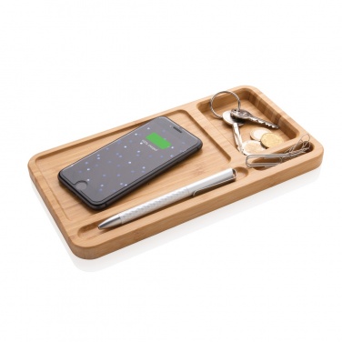 Logo trade advertising products picture of: Bamboo desk organiser 5W wireless charger