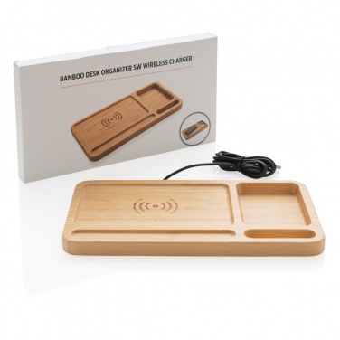 Logotrade promotional giveaway picture of: Bamboo desk organiser 5W wireless charger