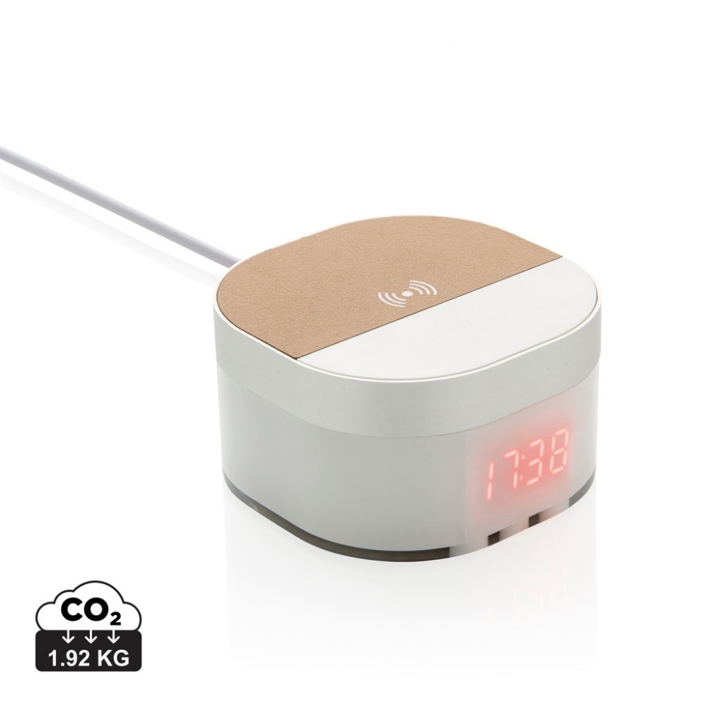 Logo trade promotional gift photo of: Aria 5W Wireless Charging Digital Clock