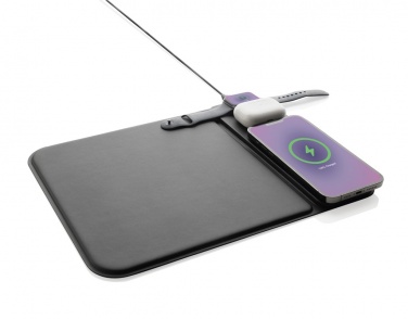 Logotrade promotional giveaway picture of: Swiss peak RCS recycled PU 15W 3 in 1 charging mousepad