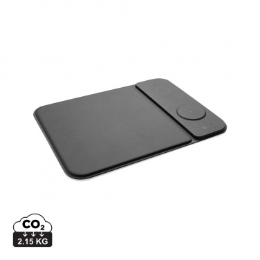 Logo trade business gift photo of: Swiss peak RCS recycled PU 15W 3 in 1 charging mousepad