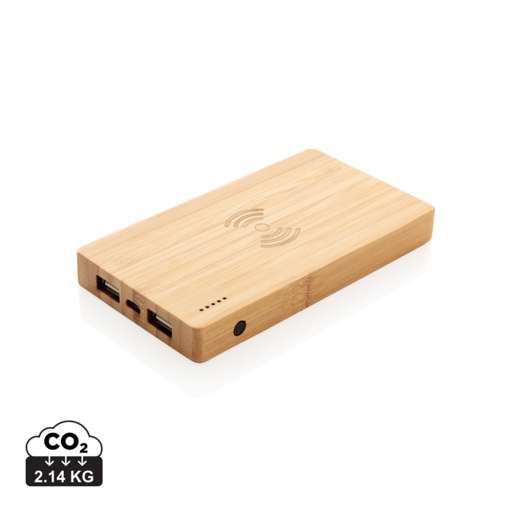 Logo trade promotional items picture of: Bamboo 4.000 mAh wireless 5W Powerbank