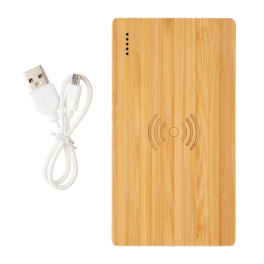 Logotrade promotional items photo of: Bamboo 4.000 mAh wireless 5W Powerbank