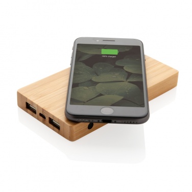 Logotrade promotional merchandise image of: Bamboo 4.000 mAh wireless 5W Powerbank