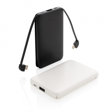 Logo trade corporate gifts image of: 5.000 mAh Pocket Powerbank with integrated cables