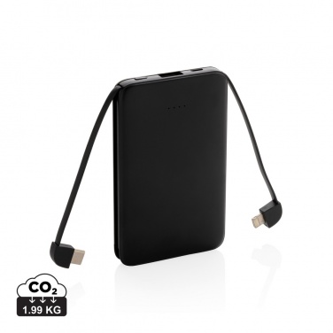 Logo trade promotional products picture of: 5.000 mAh Pocket Powerbank with integrated cables