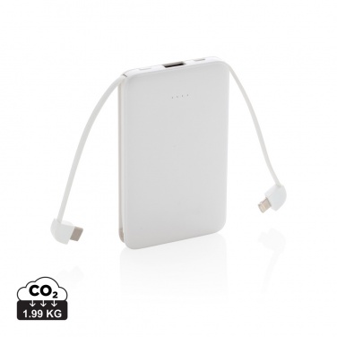 Logo trade advertising products picture of: 5.000 mAh Pocket Powerbank with integrated cables