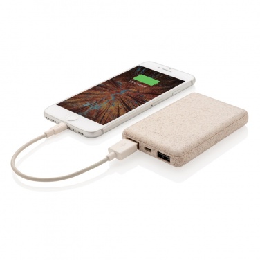 Logo trade advertising products image of: Wheat Straw 5.000 mAh Pocket Powerbank