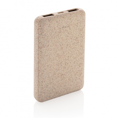 Logo trade business gifts image of: Wheat Straw 5.000 mAh Pocket Powerbank