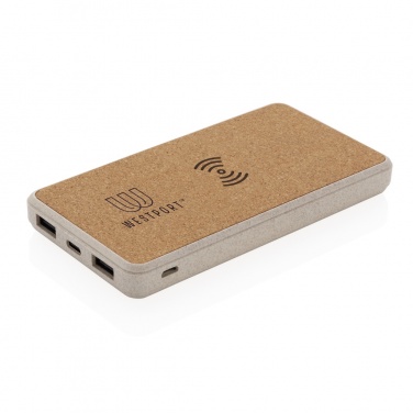 Logotrade corporate gifts photo of: Cork and Wheat Straw 8.000 mAh 5W wireless powerbank