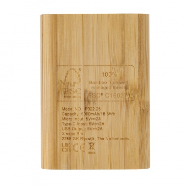 Logo trade business gifts image of: Bamboo 5.000 mAh powerbank