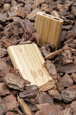 Logo trade promotional items image of: Bamboo 8.000 mAh 5W wireless powerbank