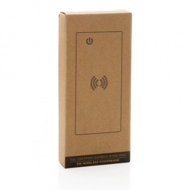 Logo trade promotional items picture of: Bamboo 8.000 mAh 5W wireless powerbank