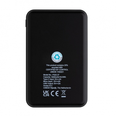 Logo trade promotional merchandise picture of: RCS recycled plastic 5.000 mAh Powerbank