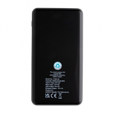 Logo trade business gifts image of: RCS recycled plastic 8000 mAh Wireless Powerbank