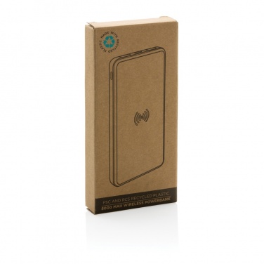 Logo trade promotional item photo of: RCS recycled plastic 8000 mAh Wireless Powerbank