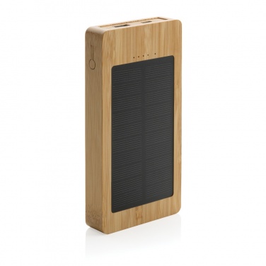 Logo trade business gifts image of: Sunwick 10.000 mAh Bamboo solar powerbank