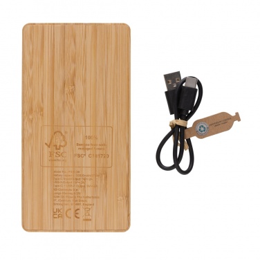 Logo trade promotional product photo of: Sunwick 10.000 mAh Bamboo solar powerbank